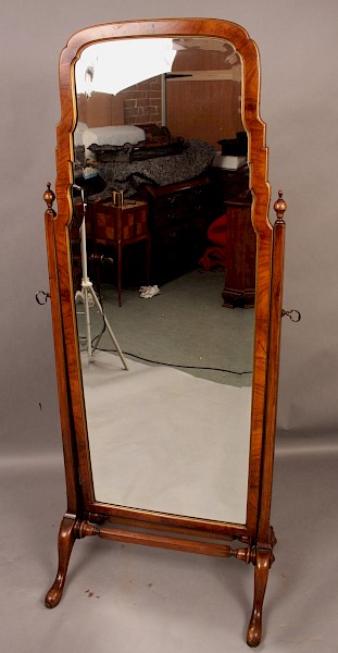 A good quality Cheval Mirror in Walnut