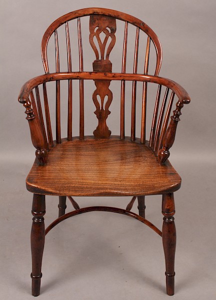 Rare Yew Wood Windsor Chair William Wheatland