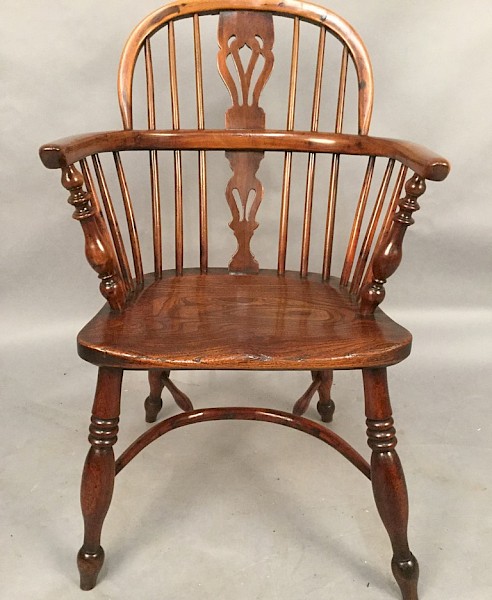 Yew Wood Windsor Chair stamped Fred Walker Rockley