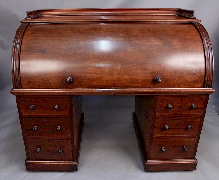 Good Victorian Cylinder Desk by J PRIEST LONDON