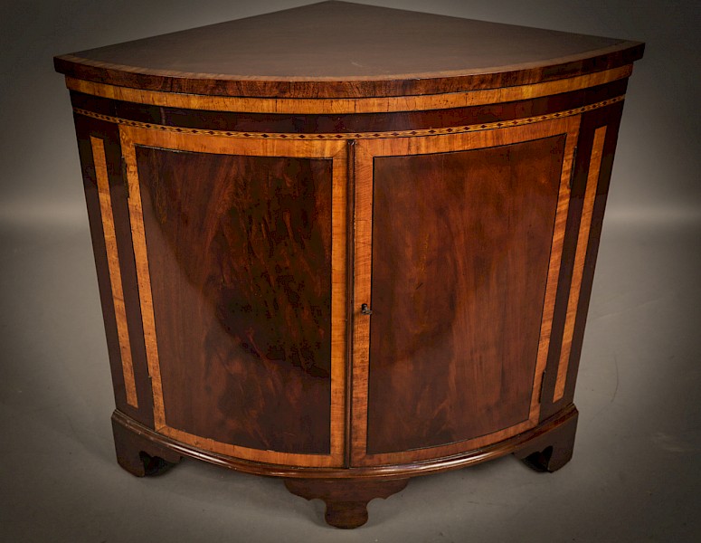 Georgian Bow Front Corner Cabinet