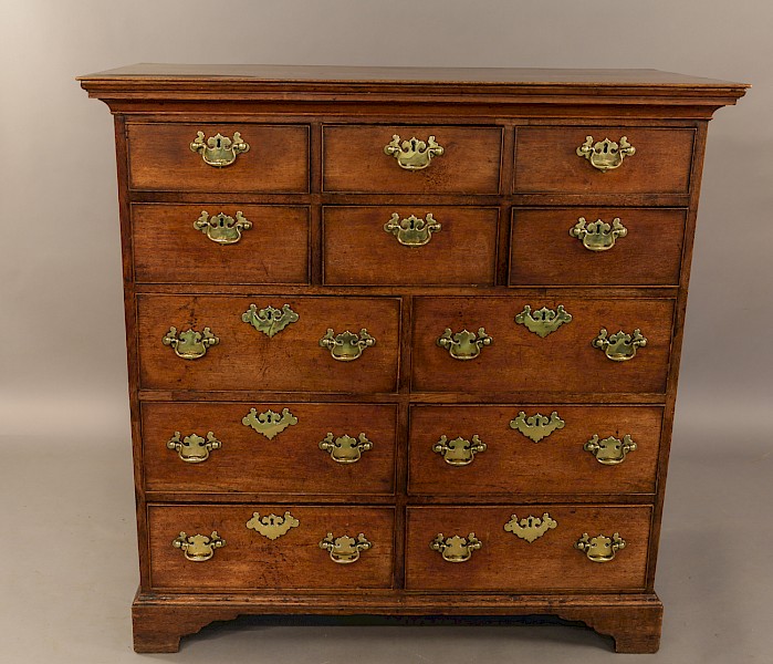 Georgian Oak Chest of Drawers original handles