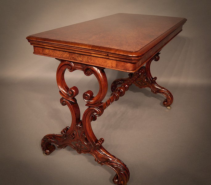 Quality Victorian Games Table in Burr Walnut