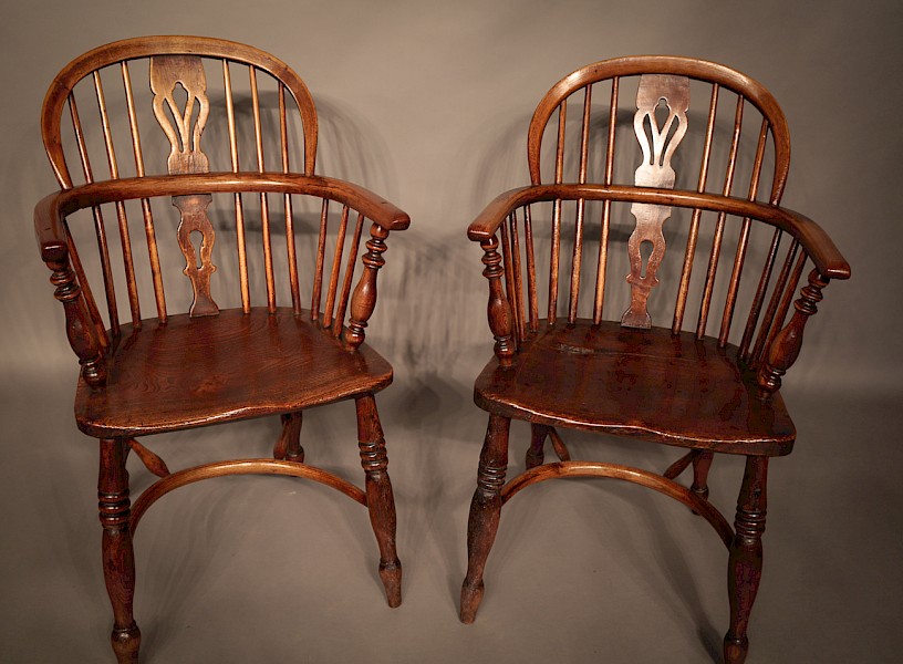 Pair of Ash and Elm Low Windsors Rockley Maker