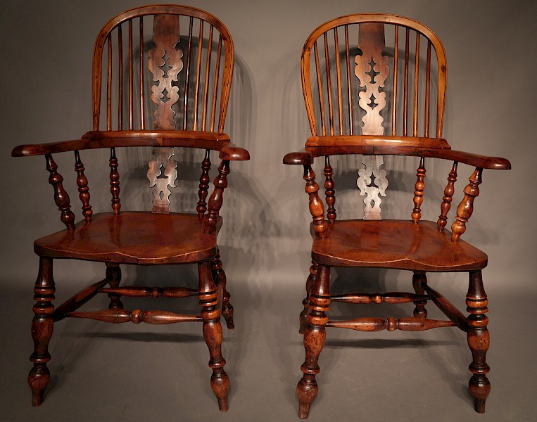 Rare Historically Important Yew Wood Windsor Chairs