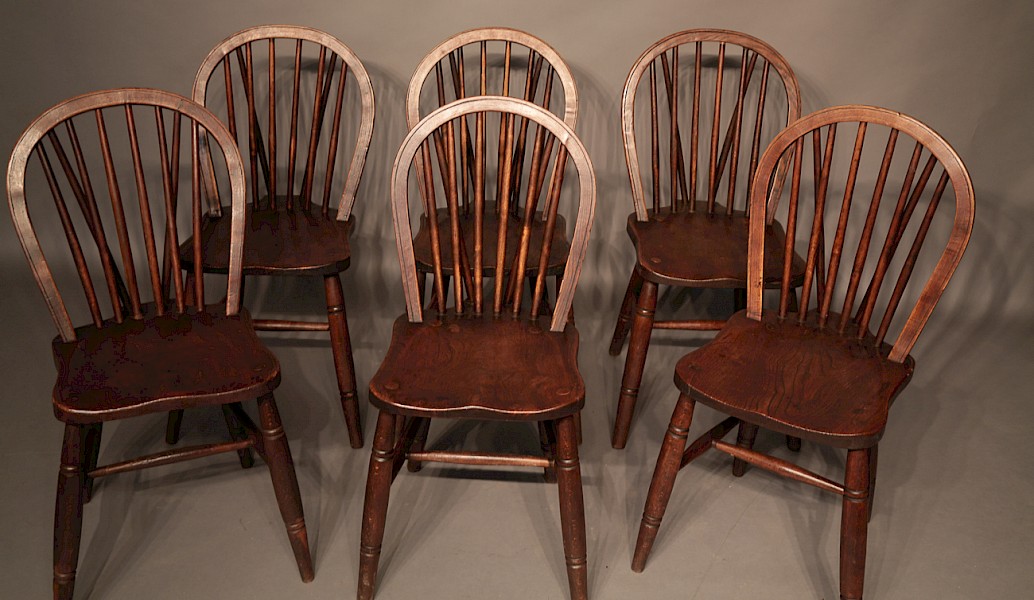 A Set of 6 Victorian Windsor Kitchen Chairs