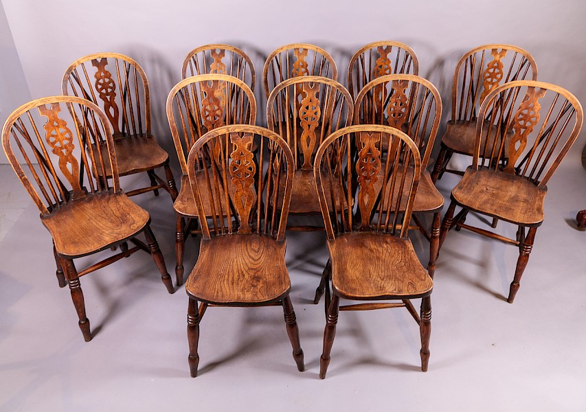A Rare Set of 12 Kitchen Dining Chairs Ash and Elm