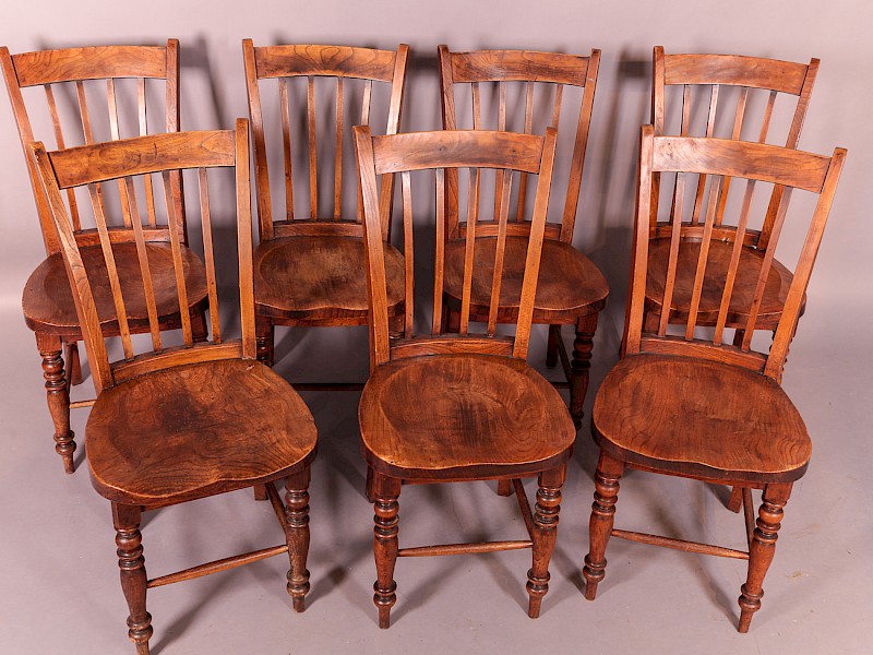 Good Set of 7 Victorian Kitchen Chairs