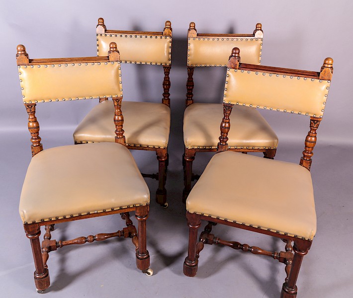 A Set of 4 Victorian Gothic Dining Chairs