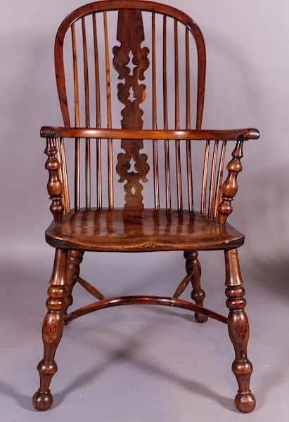 A Fine 19th century Yew wood High Back Windsor Chair Worksop Maker Allsop