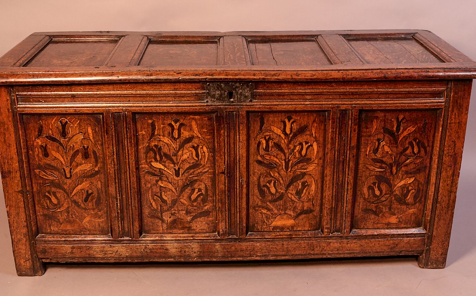 Rare Inlaid 17th century Coffer Blanket Box
