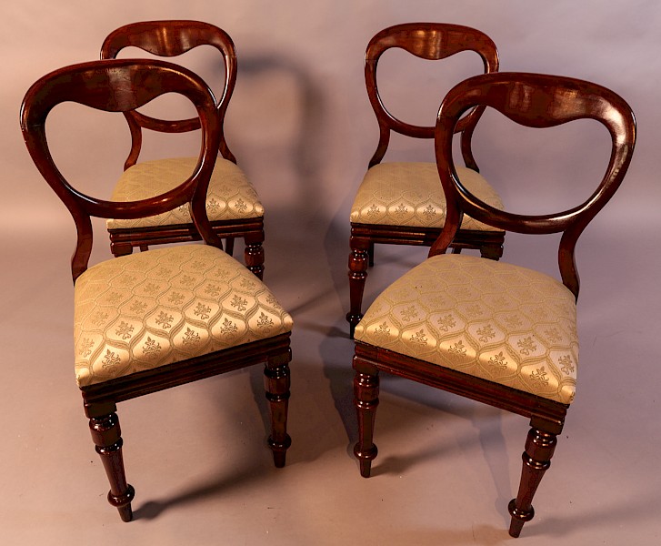 A Set of 4 Victorian Balloon Back Dining Chairs
