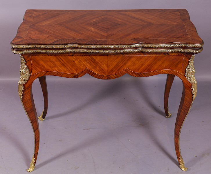 Quality French Kingwood Card Table c 1890
