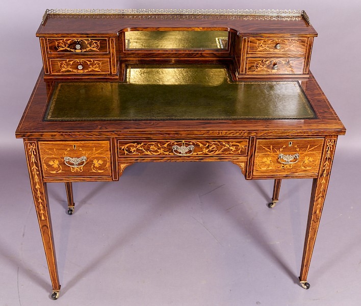 Superb Rosewood inlaid desk by Maple and Co