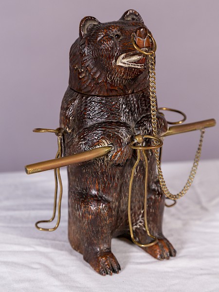 A Rare Black Forest Bear Pipe Stand