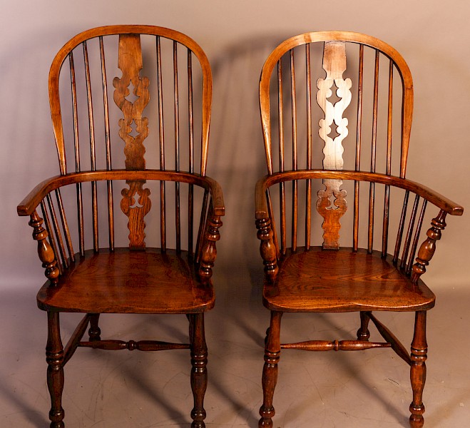 A Matching Pair of Ash and Elm Windsor Chairs