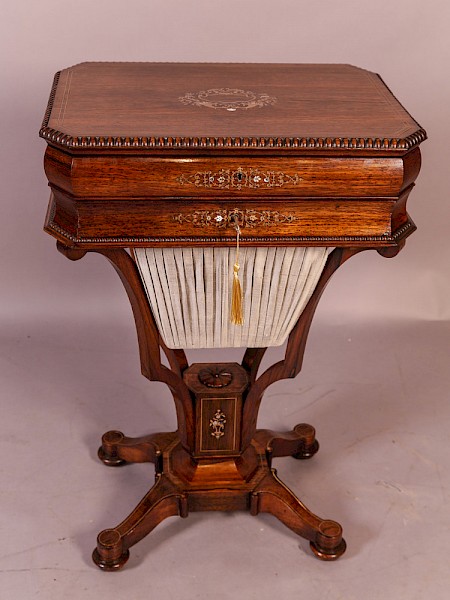 Early Victorian Ladies Sewing Table Rosewood