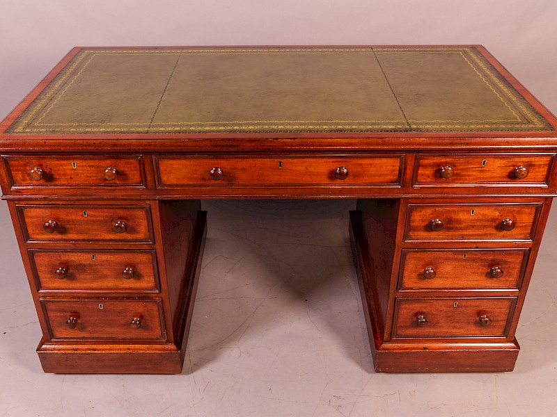 A Victorian Mahogany Pedestal Desk