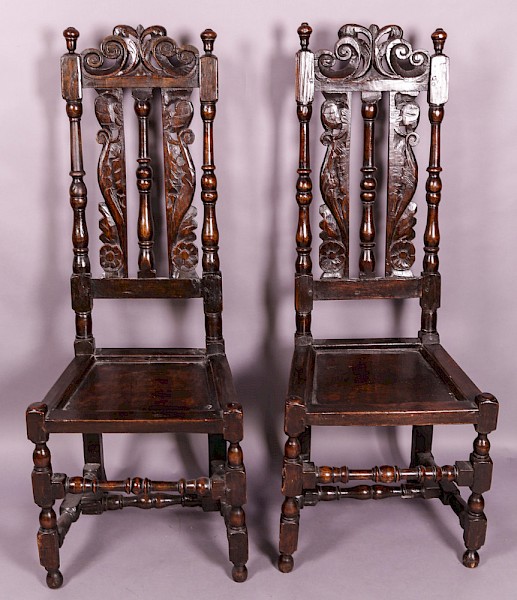 A Good Pair of 17th century back stool chairs