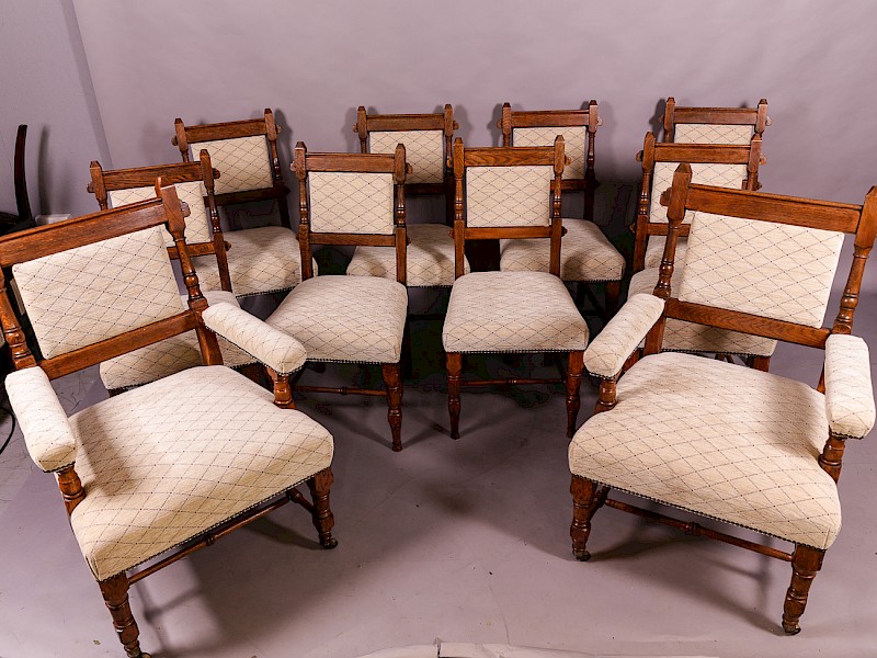 Rare Set of 10 Gillows Dining Chairs Gothic
