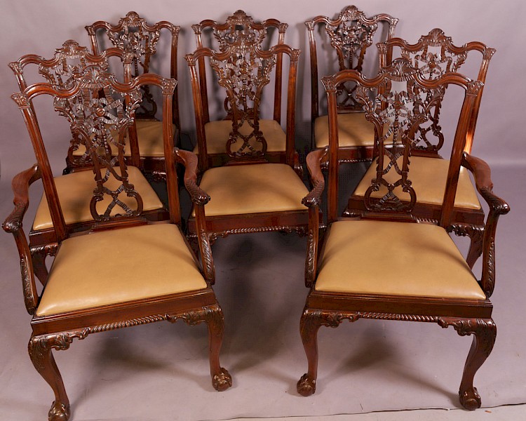 Superb Set of 8 Chippendale Dining Chairs Victorian
