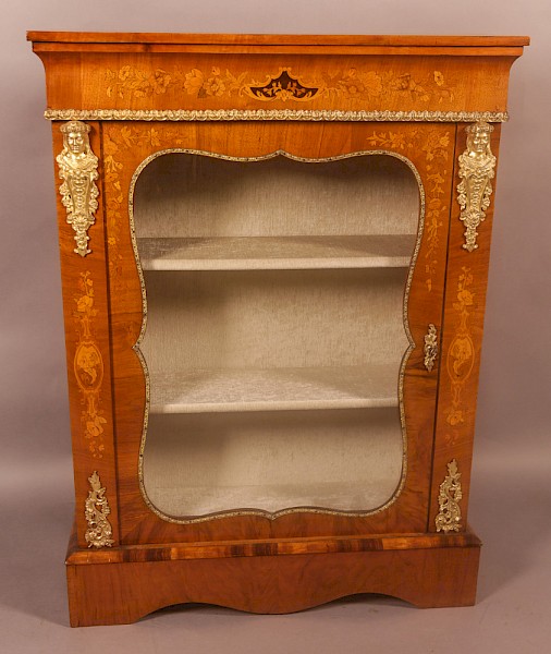 A Victorian Burr Walnut Pier Cabinet