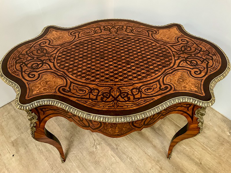 Stunning Quality French Bureau Plat King Wood- Marquetry
