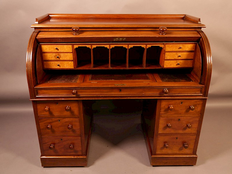 A Victorian Cylinder desk in Mahogany