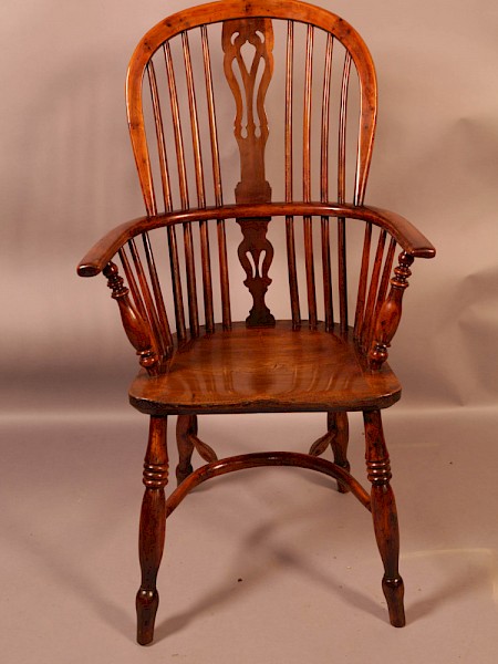 A Good Yew Wood High Back Windsor Chair Rockley Maker