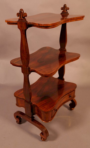 A Victorian Rosewood 3 tier stand with drawer