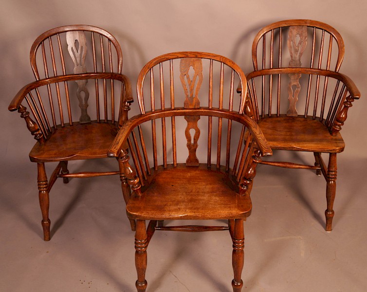 Matching Set of 3 Low Back Windsor Chairs