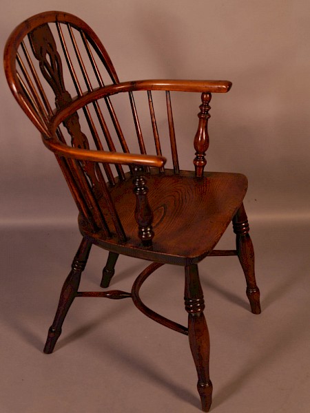 A Yew Wood Low Windsor Chair Rockley Maker c 1840