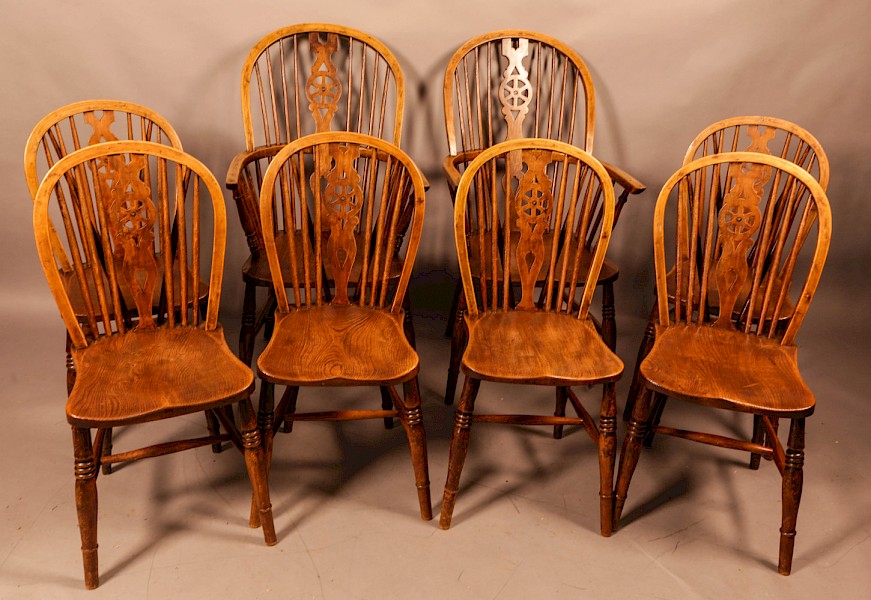 A Rare set of Kitchen Windsor Chairs c 1920