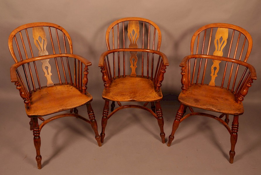 A Set of 3 low Back Windsor Chairs