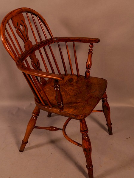 A Yew Wood low Windsor Chair Rockley Maker c 1840
