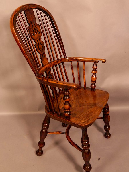 A Superb Yew Wood High windsor Chair