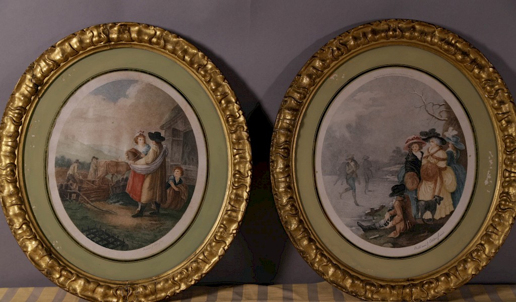 A Pair of stipple engravings in period frames
