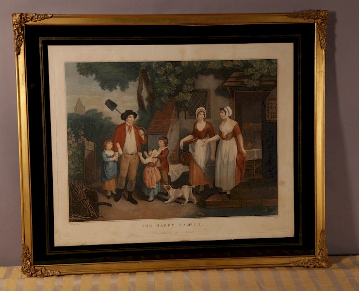A Very nice 19th century print Happy Family in Gilded period frame