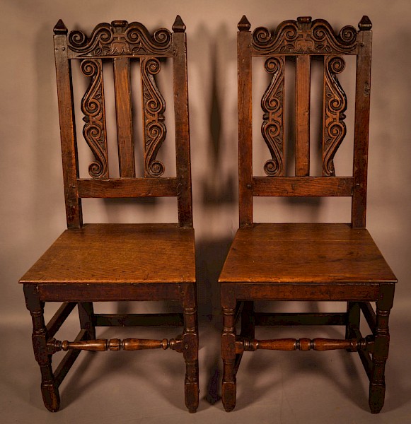 A Matching pair of 17th century Back Stools