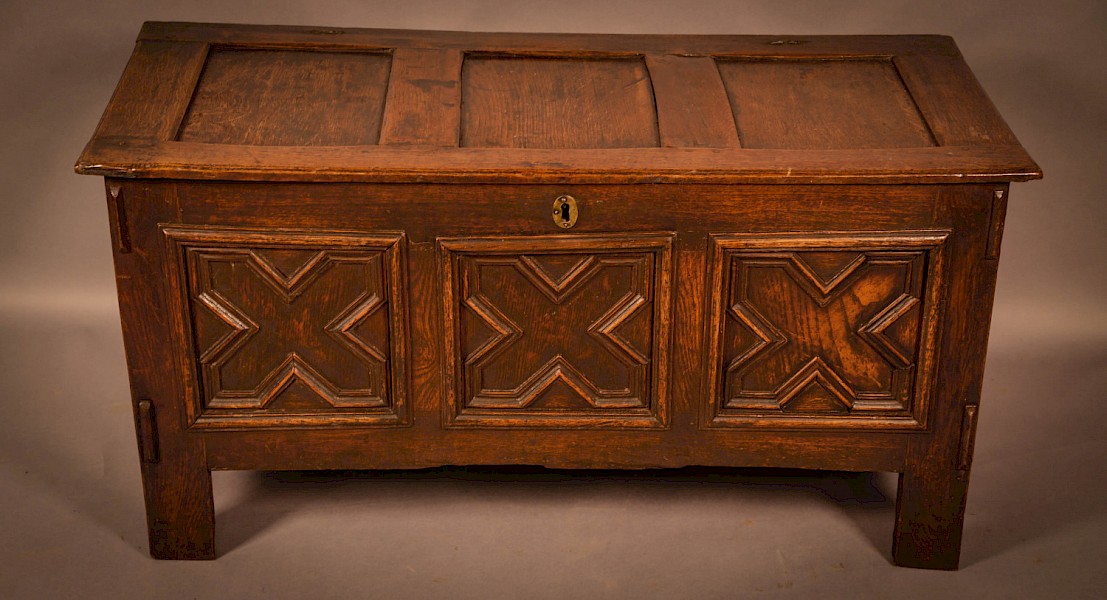 A 17th century 3 panel coffer