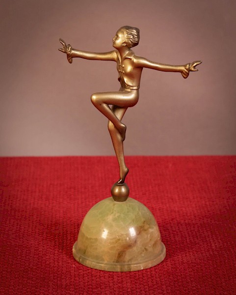Art Deco Dancer Cold Painted Spelter